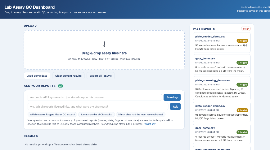 Lab Assay Auto-Report Tool screenshot